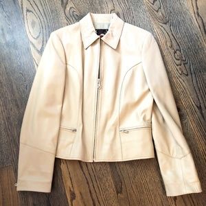 Vintage Cream Venezia Leather Jacket Size 42